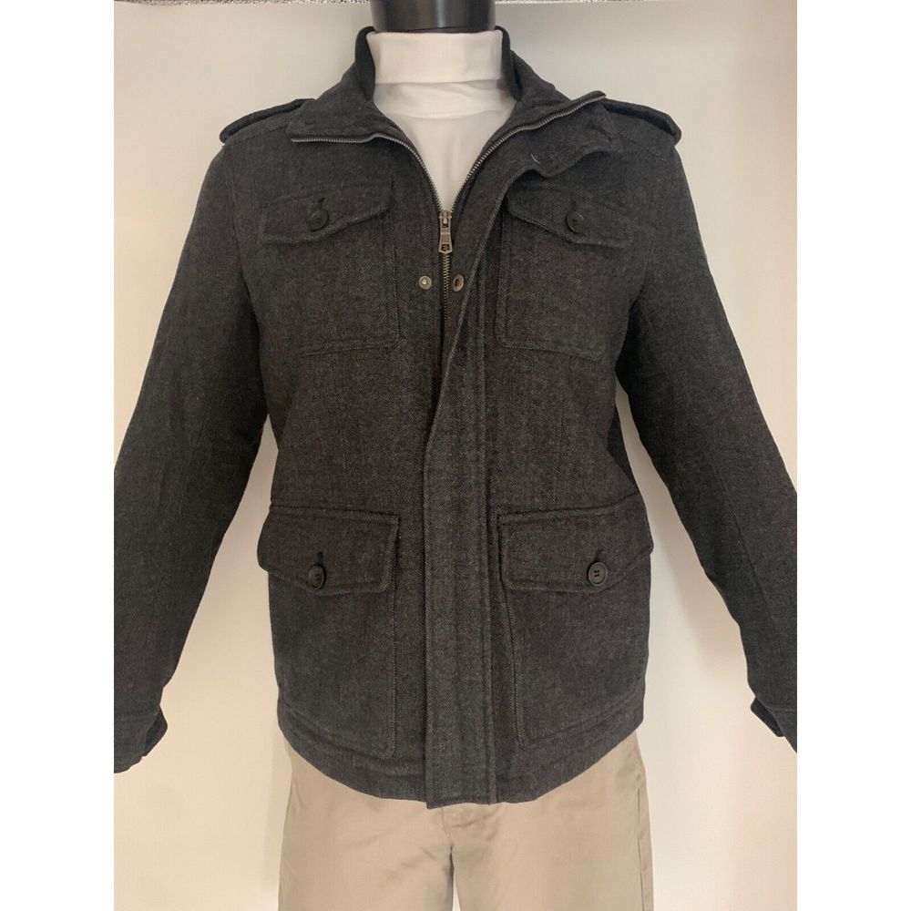 Tommy Hilfiger Grey‎ Wool Blend Lined Men's Zipper Jacket Size Medium